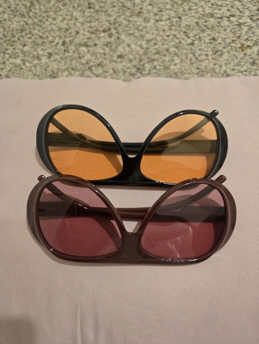 Retro Oval Women's Sunglasses - Orange and Burgundy Lenses